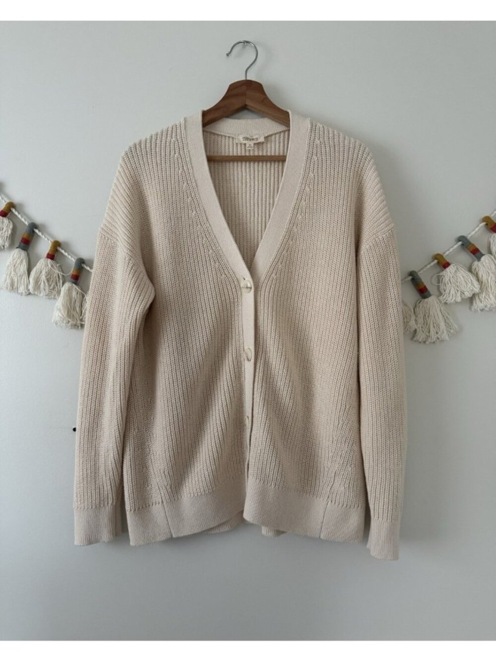 Haven Well Within Organic Cotton Shaker Stitch Button Front Cardigan Chunky M